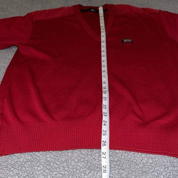 Paul & Shark Yachting Wool Blend Elbow patch red v neck sweater - Picture 10 of 12